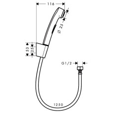 HANSGROHE гигиенический душ, со шлангом 1,25 м и держателем