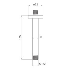 Держатель лейки подкл. с потолка, длина 150 мм, 1/2"