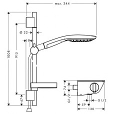Raindance Select S 150 Combi Душовий набір з Термостатом ((кол. білий)), 0,90 м