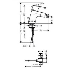Planis Steel Optic Змішувач для біде, одноважільний