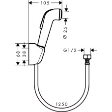 HANSGROHE гігієнічний душ, зі шлангом 1,25м та тримачем, білий/хром