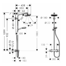 CROMETTA 160 Showerpipe душова система з термостатом
