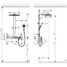 RAINMAKER Select 460 3jet Showerpipe душова система, білий/хром