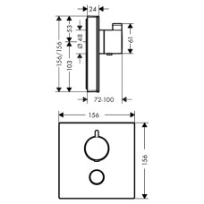 ShowerSelect Highflow Термостат з окремим висновком для ручного душу, скляний, СМ, чорний/хром