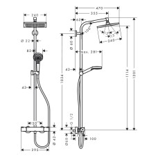 CROMETTA E 240 1jet Showerpipe душова система з термостатом, хром