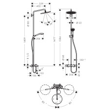 CROMA SELECT 280 Air 1jet Showerpipe Душова система для ванни з термостатом, хром