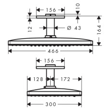 Rainmaker Select Верхній душ 460 3jet, стельове підключення 100 мм, білий/хром