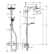 CROMETTA S 240 1jet Showerpipe душова система з термостатом, хром