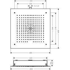 Raindance E Верхній душ 400 x 400 mm Air 1jet, хром