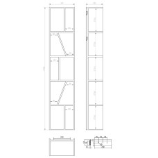 Пенал 30*20*145см підвісний відкритий кам'яний Solid surface