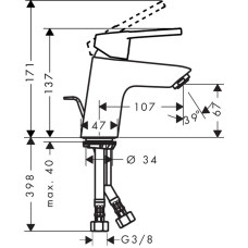 Crometta 160 Showerpipe Душевая система 1,60м + Logis Loop 70 Смеситель для раковины, однорычажный со сливным гарнитуром, хром