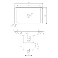 Умивальник 59,5*34,5*10,5см накладний кам'яний Solid surface