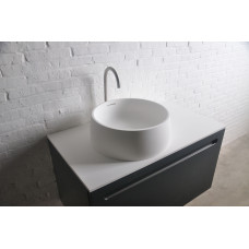 Умивальник 42*15см накладний кам'яний круглий Solid surface