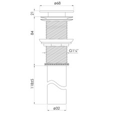 Донний клапан для миття без переливу Solid surface