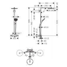 RAINDANCE Select S Showerpipe душова система 240 1jet P, Powder Rain, з термостатом, хром