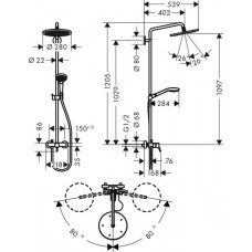 Croma Select Showerpipe Душевая система 280 Air 1jet, с однорычажным смесителем, хром