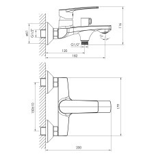 KAMPA змішувач для ванни, хром, 35 ​​мм