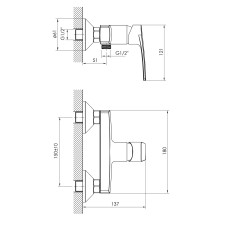 KAMPA змішувач для душу, хром, 35 ​​мм