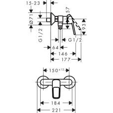 LOGIS Loop набор смесителей для душа, умывальник 70 (71150000+71247000+26553400)