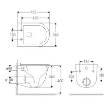 AVILA унітаз 48,5*36*36см підвісний Rimless, сидіння тверде Slim slow-closing