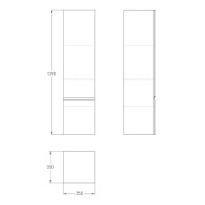 ORLANDO пенал 139*35*35см, підвісний, білий