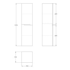 AIVA пенал 139*35*35см, підвісний, білий