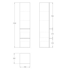 OLIVA пенал 155*35*35см, підвісний, білий