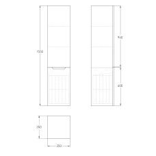 LIBRA пенал 155*35*35см, підвісний, білий