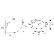 AMADEUS Rimless унітаз 56*36*40см підвісний безободковий, сидіння тверде Slim slow-closing