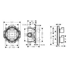 ECOSTAT Square термостат для ванни, на 2 споживача + IBOX universal прихована частина для змішувача (у подарунок)