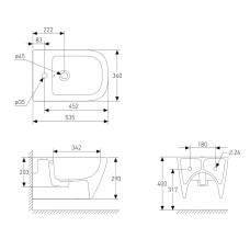 SOLO біде підвісне 53,5*36*29 см, колір антрацит