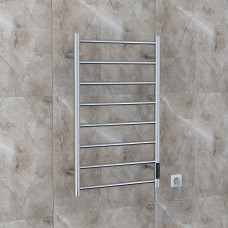 RONDO електричний сушка для рушників L, 120W, 500*800мм, сталь 304, 8 перемичок коло, таймер, термостат 70°С, cromo