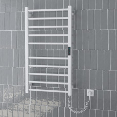 CAMPO електричний сушка для рушників L, 120W, 500*900мм, сталь 304, 10 перемичок (5-5) круг, стійки квадрат, таймер, термостат 70°С, blanco