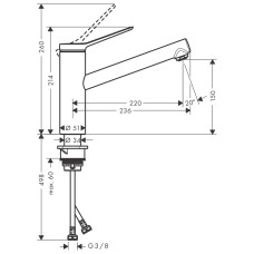 ZESIS M33 змішувач для кухні 150, 1jet, ECO