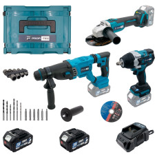 Акумуляторний набір інструментів PROFI-TEC Combo Set 3/5 POWERLine (PBH201BL, DTW800BL, DGA20BL) (2?PT2040MP (4.0 Аг), зарядний пристрій)