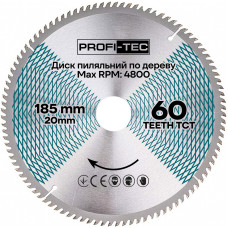 Пиляльний диск по дереву PROFI-TEC 185*20*60Т